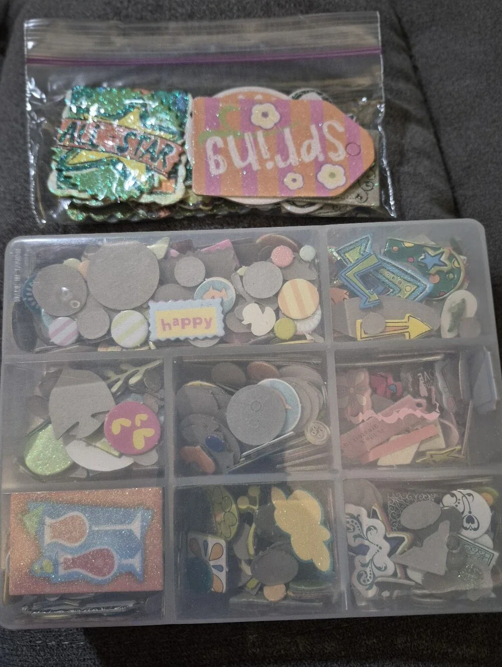 Exscrapaganza Goodie Box of Shapes - Cardboard Scrapbooking Embellishments W/box